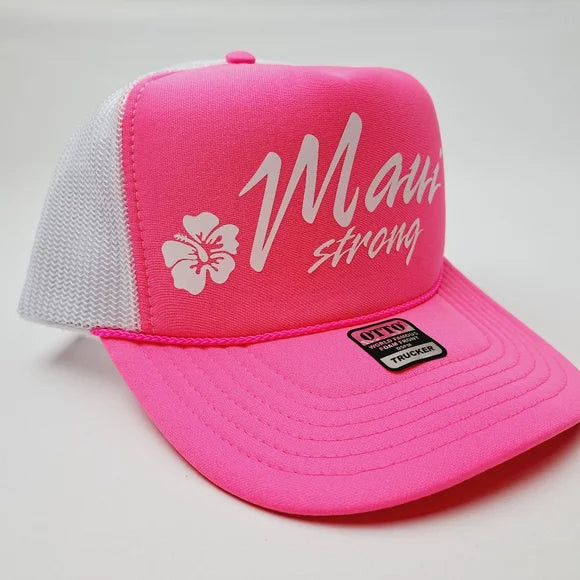Maui Strong Women's Foam Trucker Hat Cap Mesh Snapback Pink
