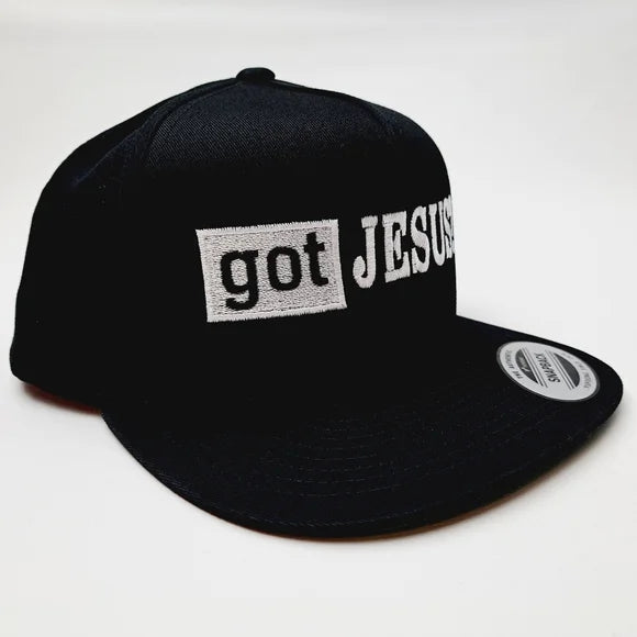 Got JESUS? Christian Religious Flat Bill Cap Hat Black Embroidered