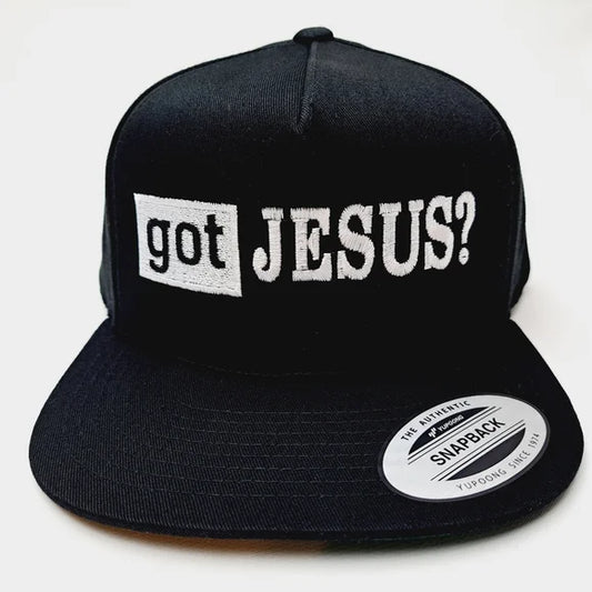 Got JESUS? Christian Religious Flat Bill Cap Hat Black Embroidered