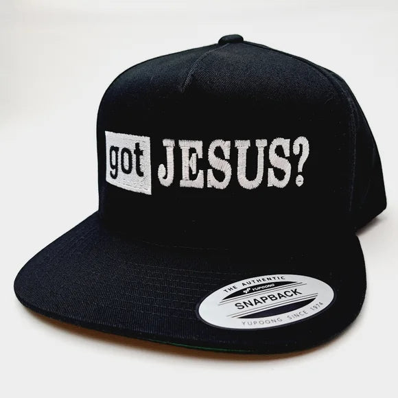 Got JESUS? Christian Religious Flat Bill Cap Hat Black Embroidered