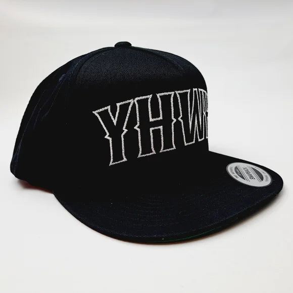 YAWEH Christian Religious Embroidered Flat Bill Snapback Cap Hat Black