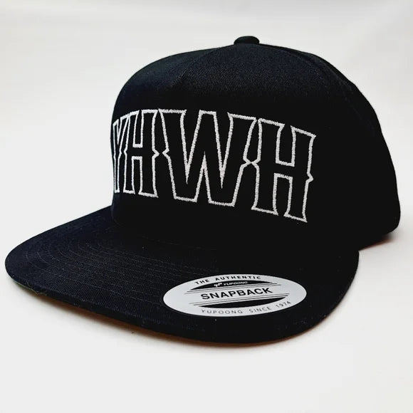 YAWEH Christian Religious Embroidered Flat Bill Snapback Cap Hat Black