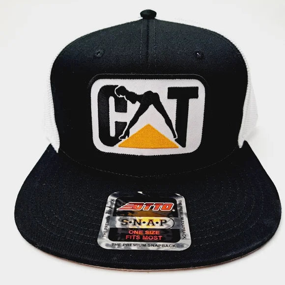 CAT Caterpillar Embroidered Patch Otto Flat Bill Trucker Mesh Adult Humor
