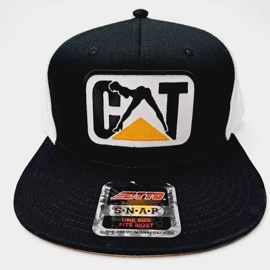 CAT Caterpillar Embroidered Patch Otto Flat Bill Trucker Mesh Adult Humor