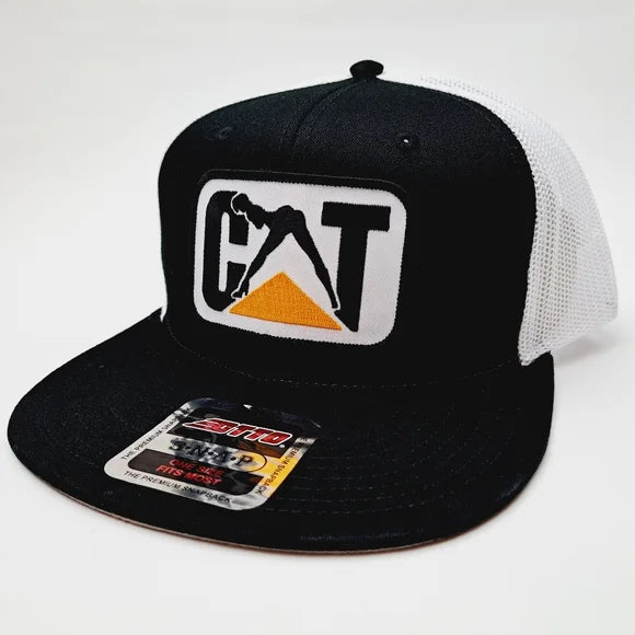 CAT Caterpillar Embroidered Patch Otto Flat Bill Trucker Mesh Adult Humor