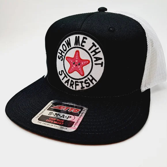 Show Me Starfish Embroidered Patch Otto Flat Bill Trucker Mesh Adult Humor