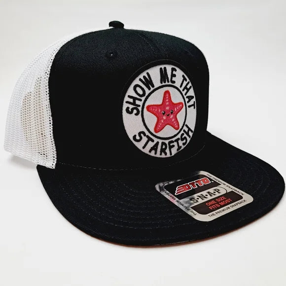 Show Me Starfish Embroidered Patch Otto Flat Bill Trucker Mesh Adult Humor