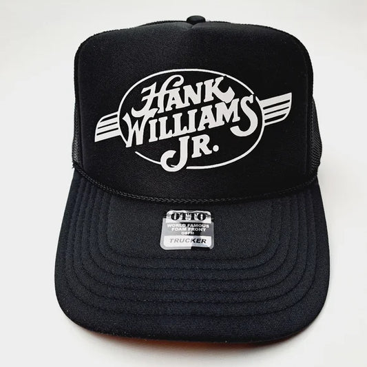 Hank Williams Jr. Bocephus Foam Trucker Mesh Snapback Cap Hat Black