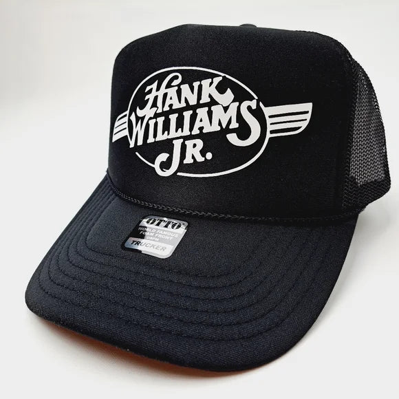 Hank Williams Jr. Bocephus Foam Trucker Mesh Snapback Cap Hat Black