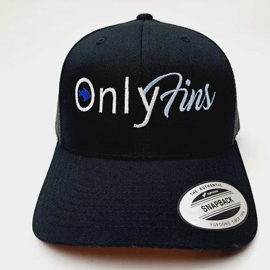 OnlyFins Only Fins Mens Baseball Cap Hat Low Profile Black