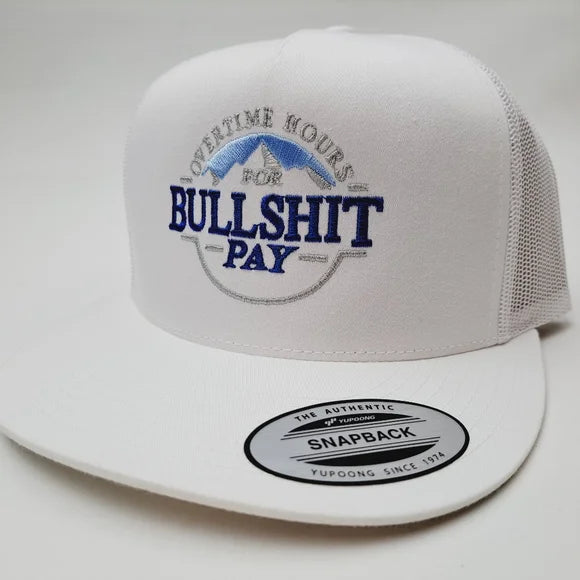 Overtime Hours Flat Bill Trucker Mesh Snapback White Oliver Anthony Music
