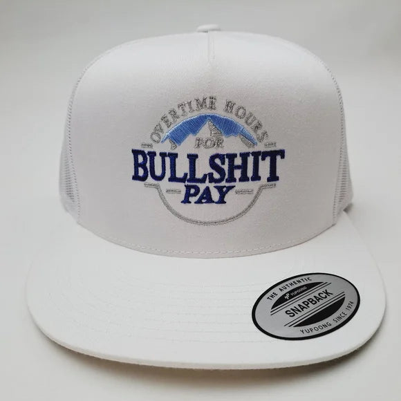 Overtime Hours Flat Bill Trucker Mesh Snapback White Oliver Anthony Music