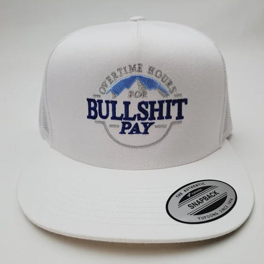 Overtime Hours Flat Bill Trucker Mesh Snapback White Oliver Anthony Music