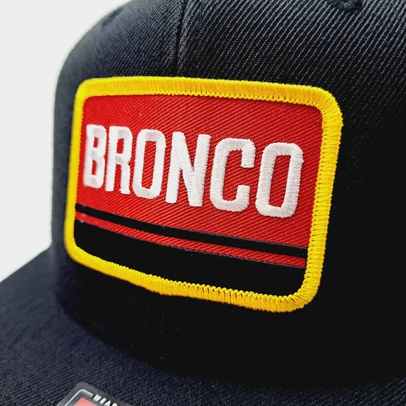 Bronco Embroidered Patch Richardson Flat Bill Trucker Baseball Cap Hat Mesh