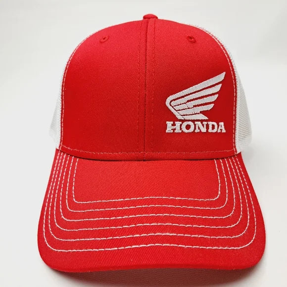 Honda Motorcycles Hat Cap Direct Embroidered Mesh Snapback Red