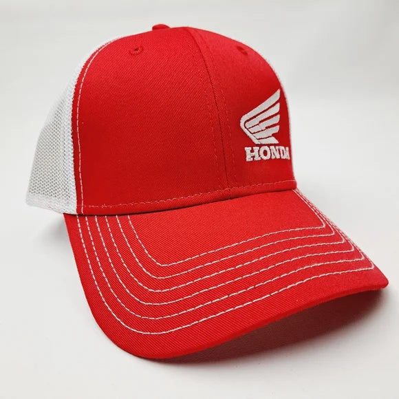 Honda Motorcycles Hat Cap Direct Embroidered Mesh Snapback Red