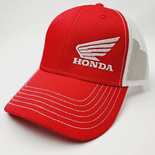 Honda Motorcycles Hat Cap Direct Embroidered Mesh Snapback Red