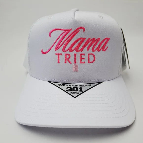 Mama Tried Trucker Mesh Snapback White