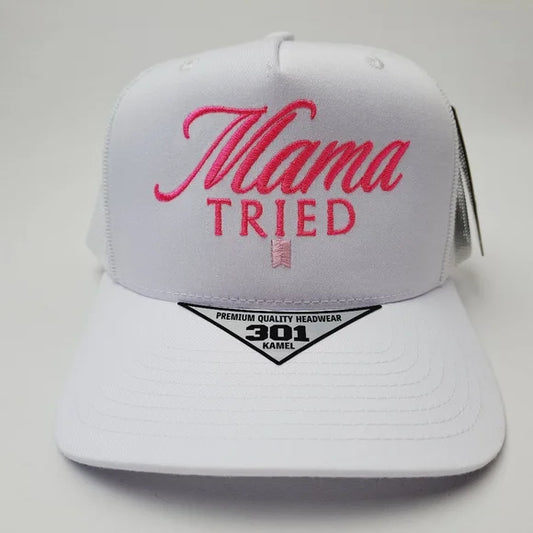 Mama Tried Trucker Mesh Snapback White