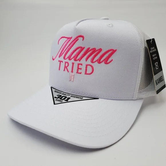 Mama Tried Trucker Mesh Snapback White