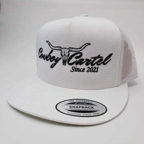 Cowboy Cartel Flat Bill Trucker Mesh Snapback White Yupoong 6006