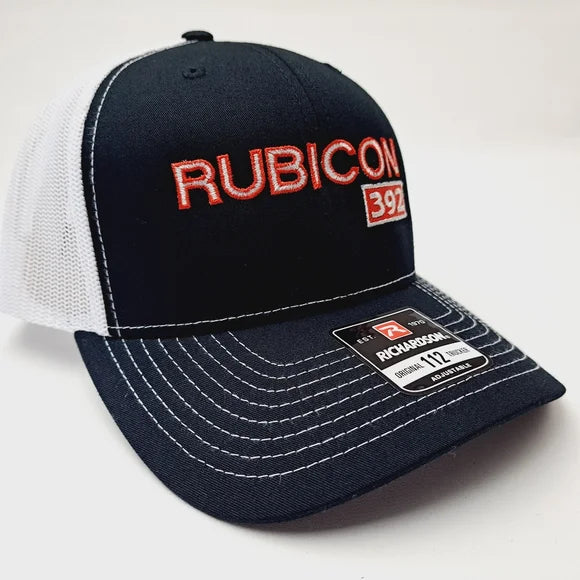 Rubicon 392 Richardson 112 Trucker Mesh Snapback Hat Cap Black & White