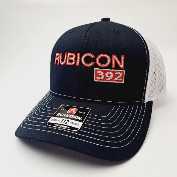 Rubicon 392 Richardson 112 Trucker Mesh Snapback Hat Cap Black & White