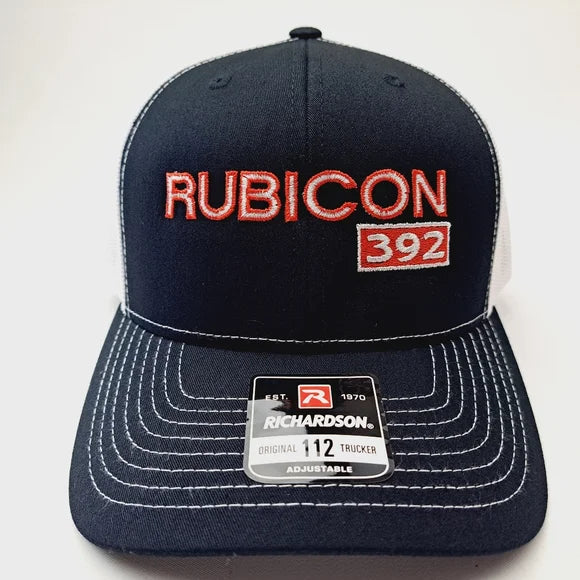 Rubicon 392 Richardson 112 Trucker Mesh Snapback Hat Cap Black & White