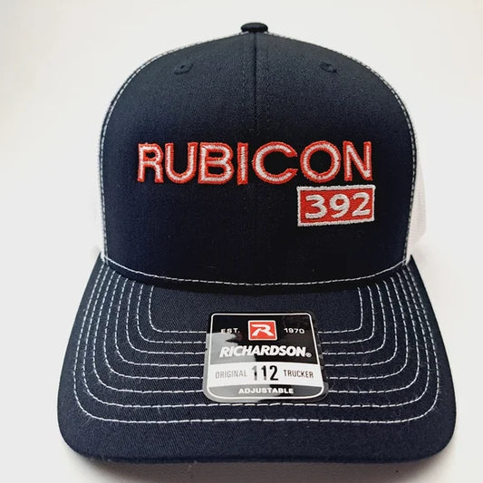 Rubicon 392 Richardson 112 Trucker Mesh Snapback Hat Cap Black & White