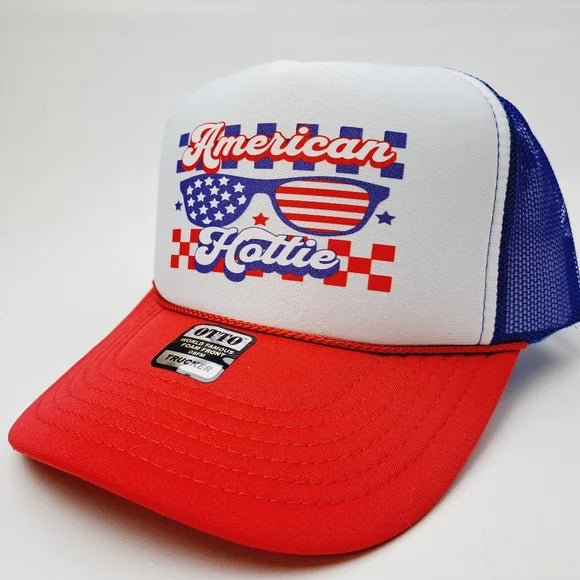 American Hottie Women's Foam Trucker Mesh Snapback Cap Hat Multicolor