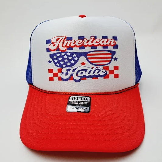 American Hottie Women's Foam Trucker Mesh Snapback Cap Hat Multicolor