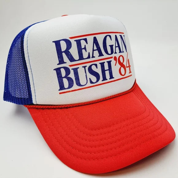 Reagan Bush '84 Republican Election Foam Trucker Mesh Snapback