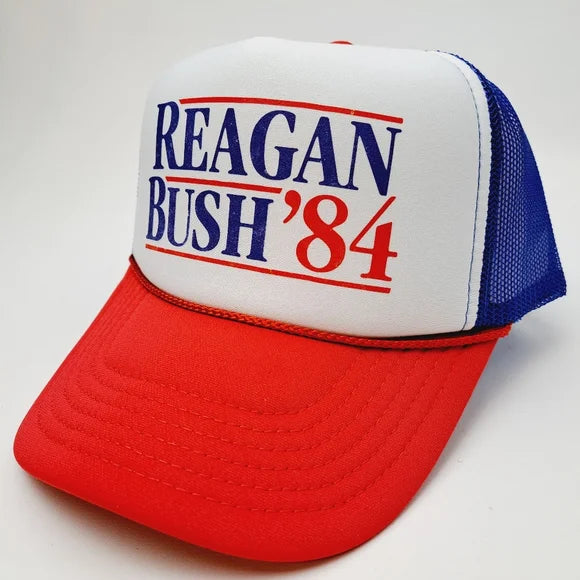 Reagan Bush '84 Republican Election Foam Trucker Mesh Snapback