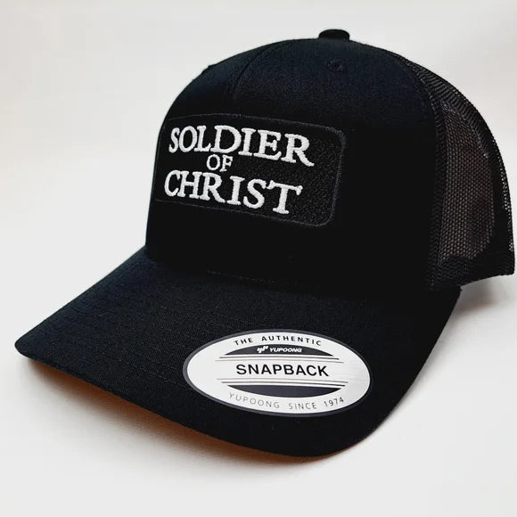 Soldier of Christ Embroidered Patch Curved bill Trucker Mesh Snapback Cap