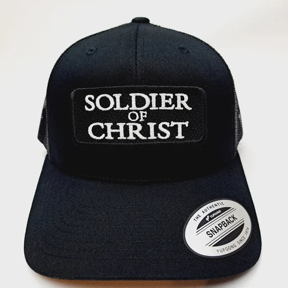 Soldier of Christ Embroidered Patch Curved bill Trucker Mesh Snapback Cap