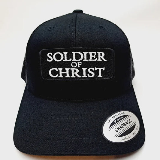 Soldier of Christ Embroidered Patch Curved bill Trucker Mesh Snapback Cap