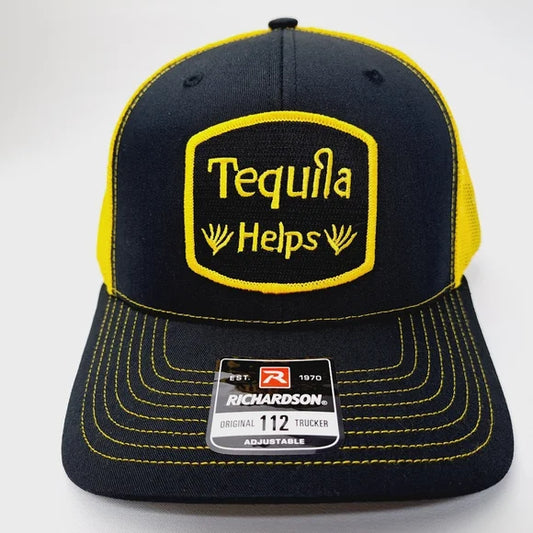 Tequila Helps Richardson Embroidered Patch Mesh Snapback Trucker Hat Camouflage
