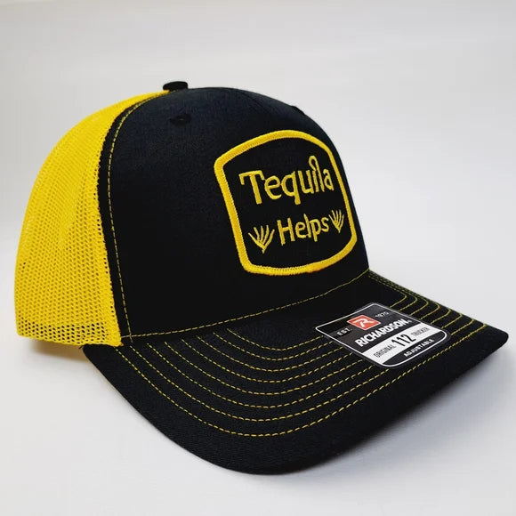 Tequila Helps Richardson Embroidered Patch Mesh Snapback Trucker Hat Camouflage