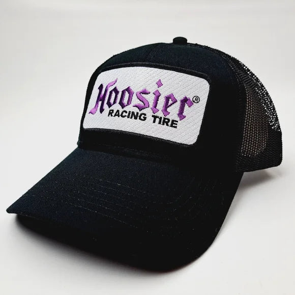 Hoosier Racing Tires Embroidered Patch Trucker Mesh Snapback Hat Cap Black