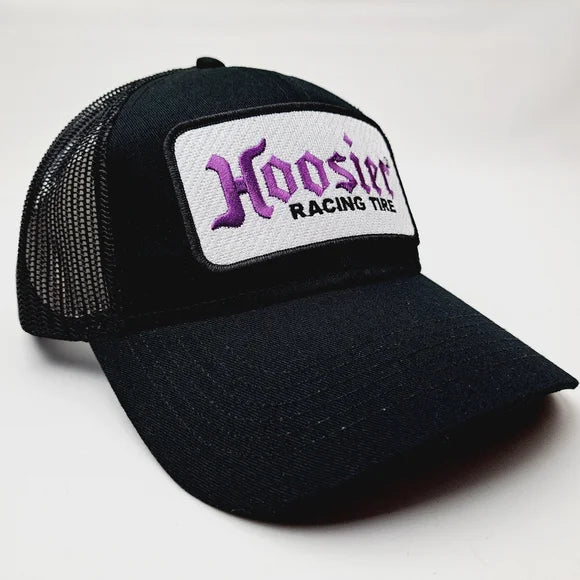 Hoosier Racing Tires Embroidered Patch Trucker Mesh Snapback Hat Cap Black