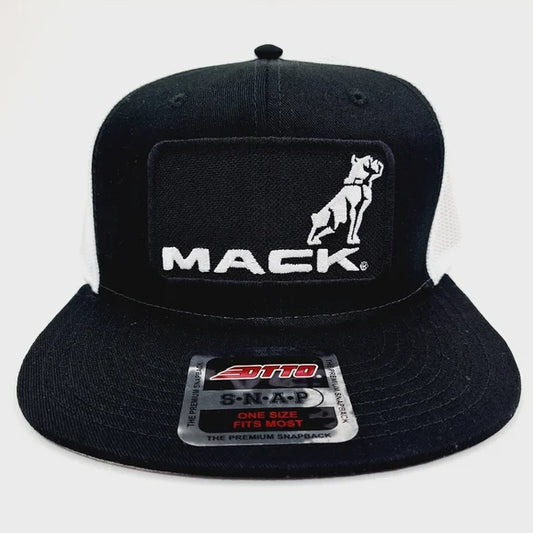 Otto Hat Cap Flat Bill Trucker Mack Trucks Embroidered Patch Black