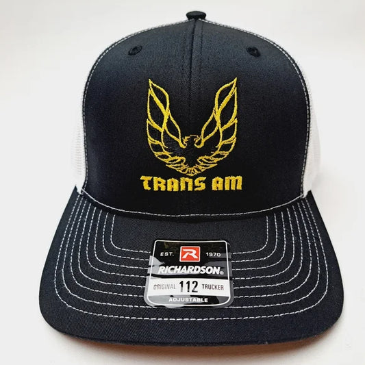 Trans Am Firebird Trucker Mesh Snapback Curved Bill Hat Cap Black