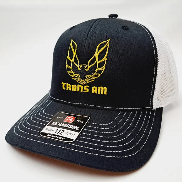 Trans Am Firebird Trucker Mesh Snapback Curved Bill Hat Cap Black