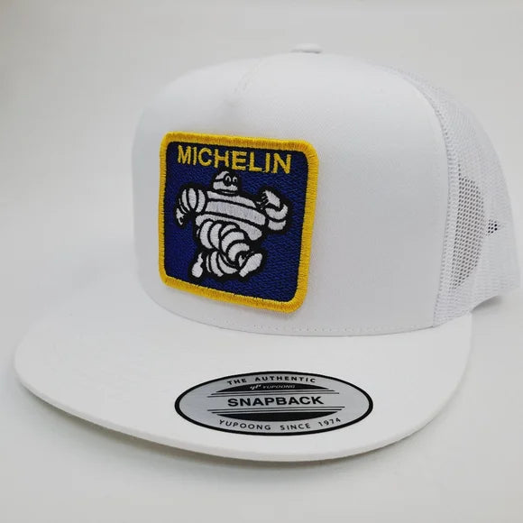 Michelin Man Embroidered Patch Flat Bill Trucker Mesh Snapback Cap Hat