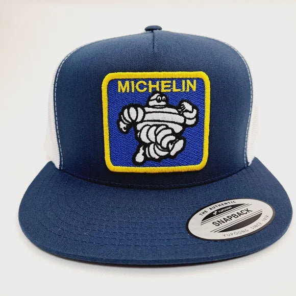 Michelin Man Embroidered Patch Flat Bill Trucker Mesh Snapback Cap Hat
