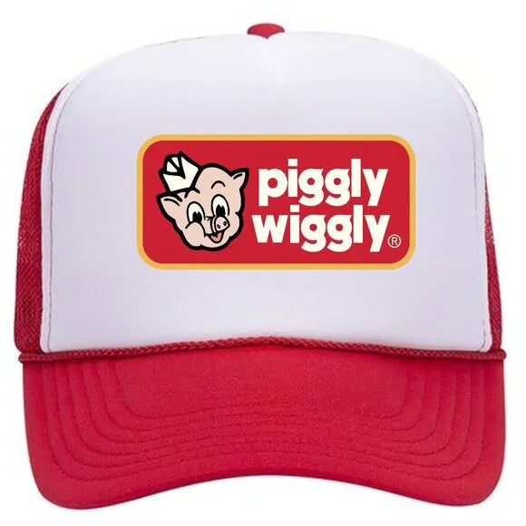 Piggly Wiggly Foam Trucker Mesh Snapback Cap Hat Red