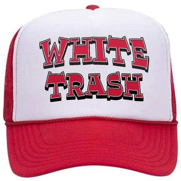 White Trash Red & White Foam Trucker Mesh Snapback Cap Hat