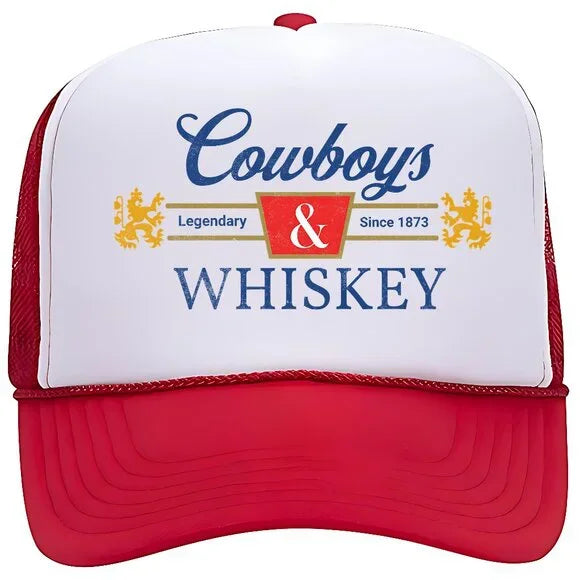 Cowboys & Whiskey Foam Trucker Mesh Snapback Hat Cap
