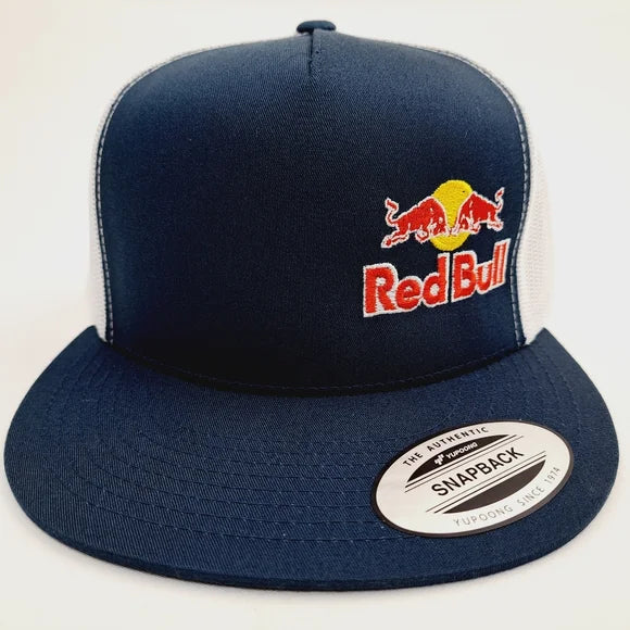 RedBull Red Bull Flat Bill Mesh Snapback Blue & White Hat Cap Embroidered