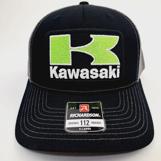 Kawasaki Embroidered Patch Richardson 112 Trucker Mesh Snapback Cap Hat